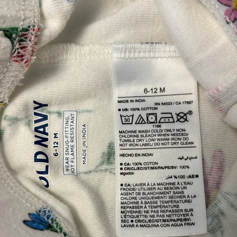 Old Navy Cream Flower Child Floral T-Shirt and Shorts Set Sz 6-12 months Spring